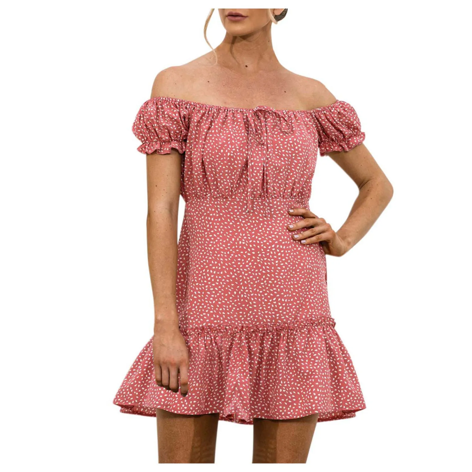 

Vintage Elegant Dress Ladies Summer Sexy Polka Dot Ruffle Dresses One-shoulder Dress Plus Size Party Sexy Dress Vestido De Mujer