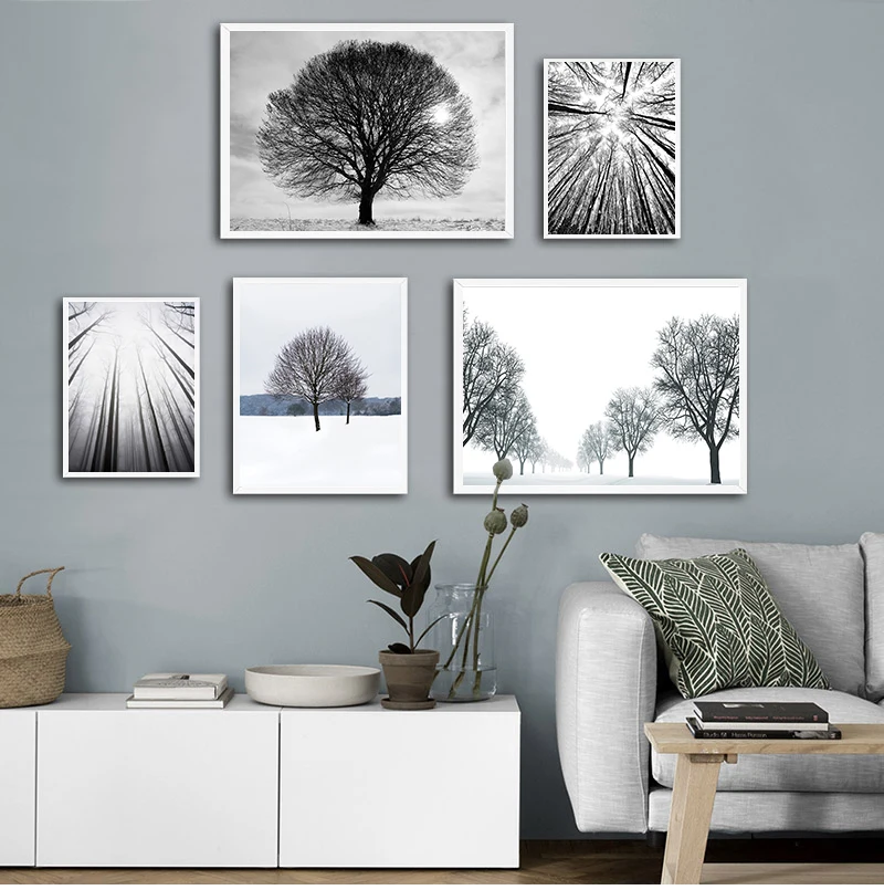 

Picture Nordic Poster Canvas Painting Home Decor Art Prints Tall Trees Forest Natural Wall Pictures Living Room Art Decoration