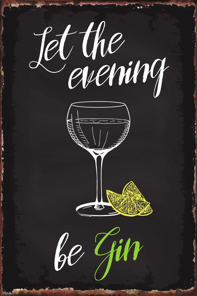 

Оловянная табличка «Пусть вечер будет Джин» в стиле ретро, винтажная металлическая вывеска, Оловянная табличка, настенное украшение, комна...