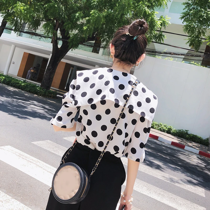 Летние женские топы и блузки Mishow 2019 рубашка в горошек повседневные шифоновые