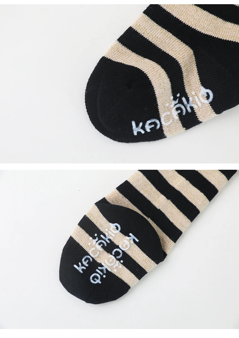 Винтажные колготки в черную и золотую полоску для школьниц Осенние Колготки