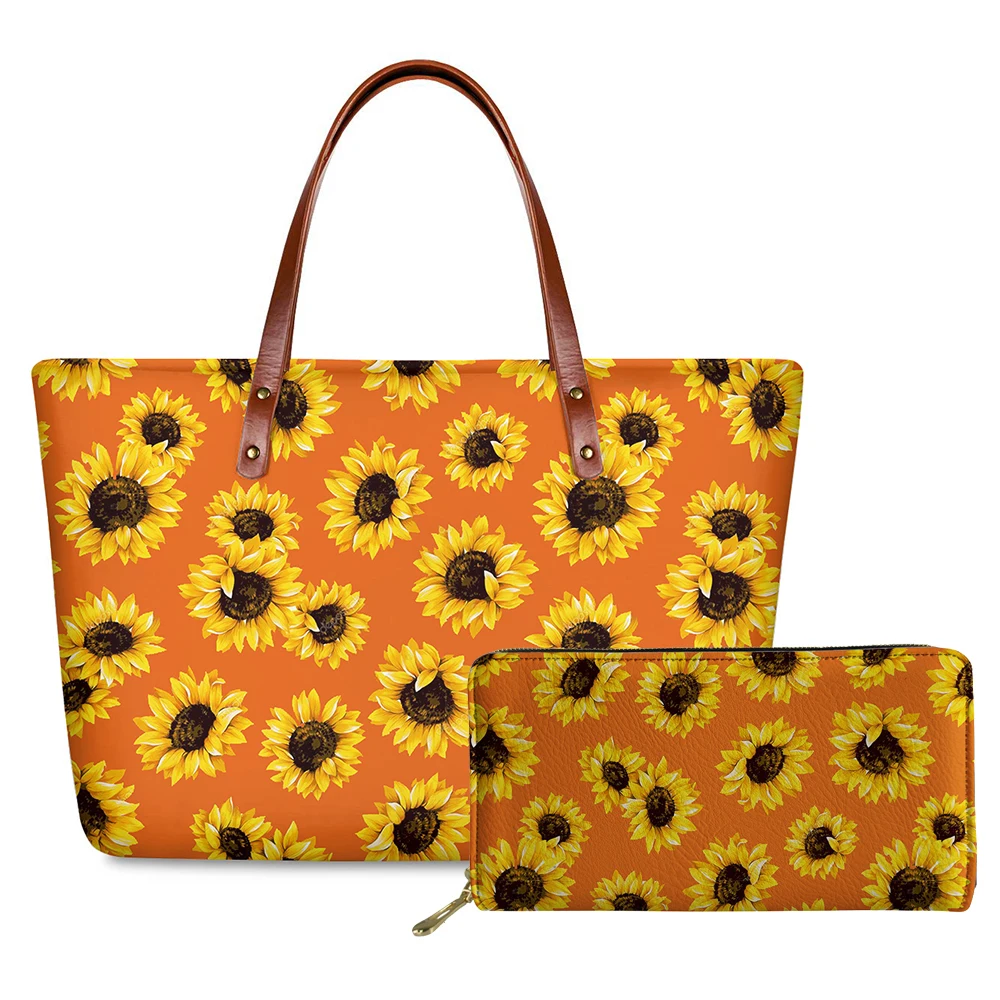 Foruigns Наплечные сумки шопперы для женщин с 3D принтом подсолнуха Женская дорожная