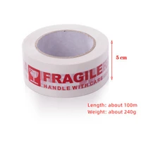 1 roll fragile warning tape handle with care express box packing warning sticker tape red text on white tape 5cm100m