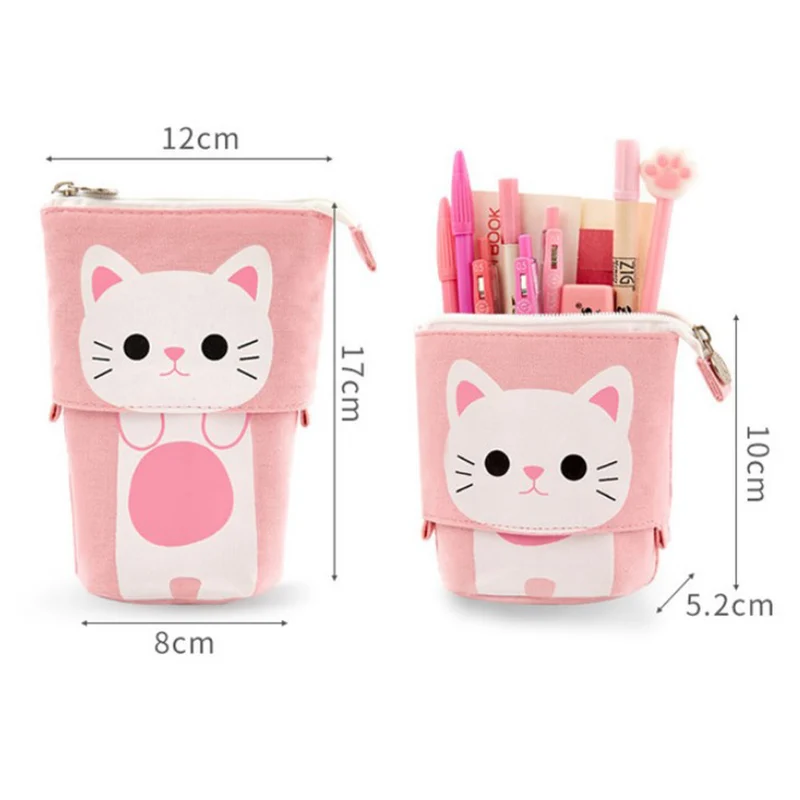 

2-in-1 Pencil Case Flexible Big Bag Fabric Quality Stationery Cute Pencil Box