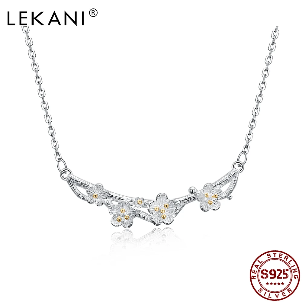 

LEKANI 925 Sterling Silver For Women Chokers Necklaces Trendy Simple Fine Jewelry Cute Flower Pendant Necklaces Anniversary Gift