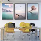 HD Печатный красивый морской пейзаж розовое дерево холст картина стены фотообои Декор для гостиной домашний декор