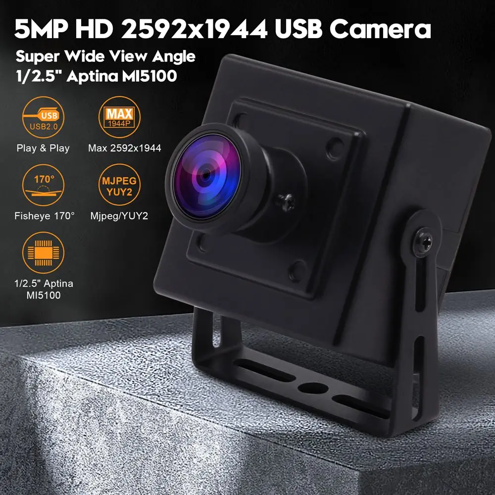 USB-камера ELP 170 градусов 5MP свободный драйвер Aptina Промышленный аппарат