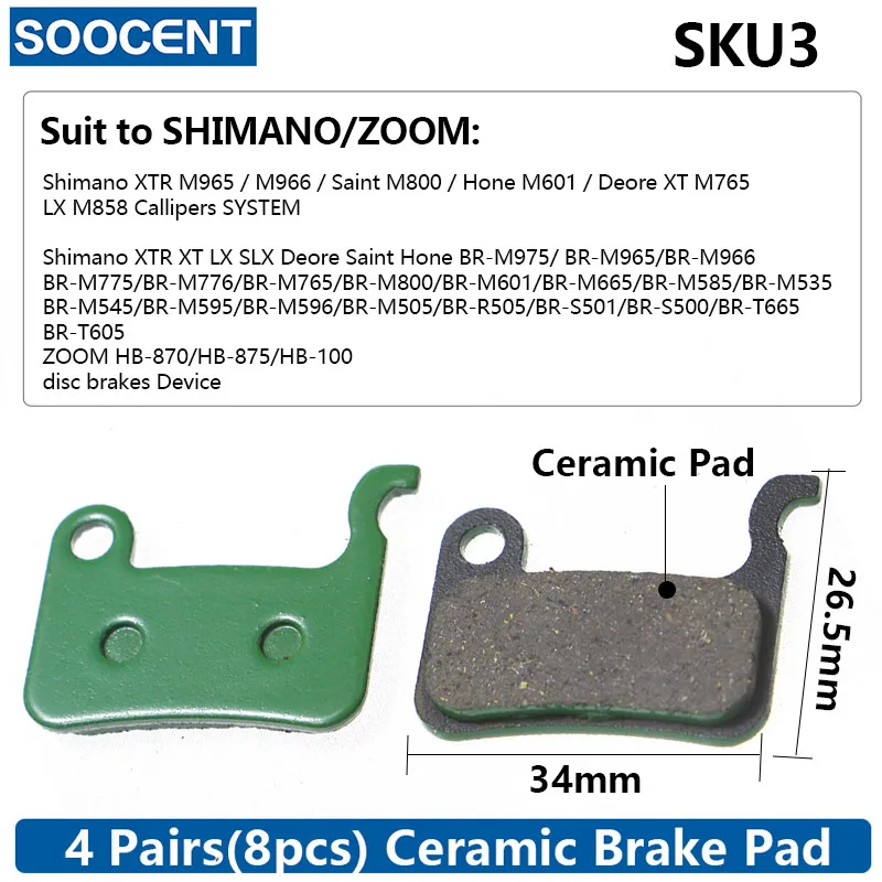 4 Pair (8pcs) MTB Bicycle Hydraulic Disc Ceramics Brake Pads For SHIMANO SRAM AVID HAYES Magura Cycling Bike Part Accessories