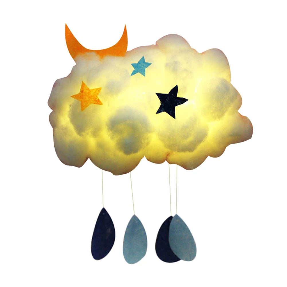 

Diy DIY Handmade Cute Cotton Cloud Shape Light Hanging Night Light For Birthday Gift Home Bedroom Decor
