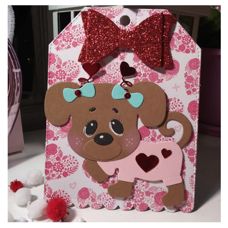 Новогодние металлические штампы для вырезания в виде собаки рамки тиснения и