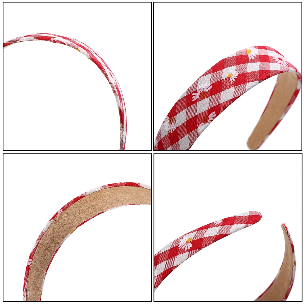 Женский винтажный ободок AWAYTR широкий в клетку с ромашками 3 см аксессуар для