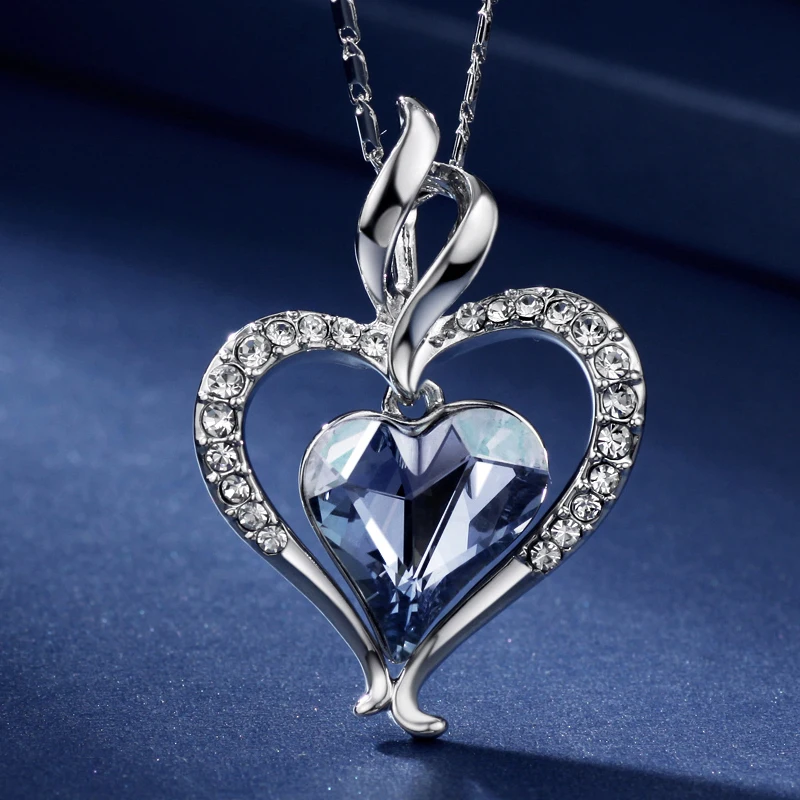 Ожерелье с подвеской Neoglory австрийский хрусталь стразы сердце любовь для женщин