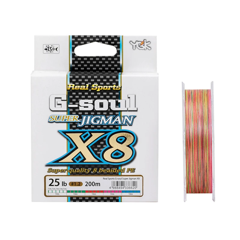 

New arrival Japanese original fishing line ygk G-SOUL x8 jigman 8 braided pe multicolor line high stengthe fishing