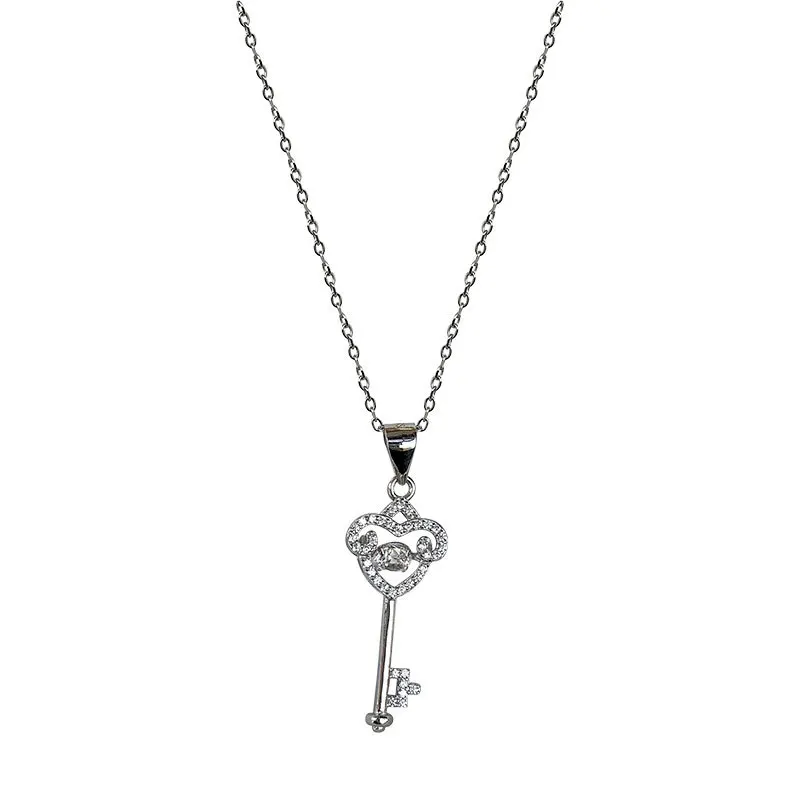

YC0640N S925 Sterling Silver Fashion Classic Zircon Key Pendant Girlfriend Gifts Party Evening Woman Jewelry Necklace 2021