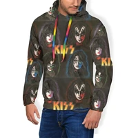 kiss band hoodie kiss poster hoodies warm black pullover hoodie big fashion outdoor male polyester hoodies
