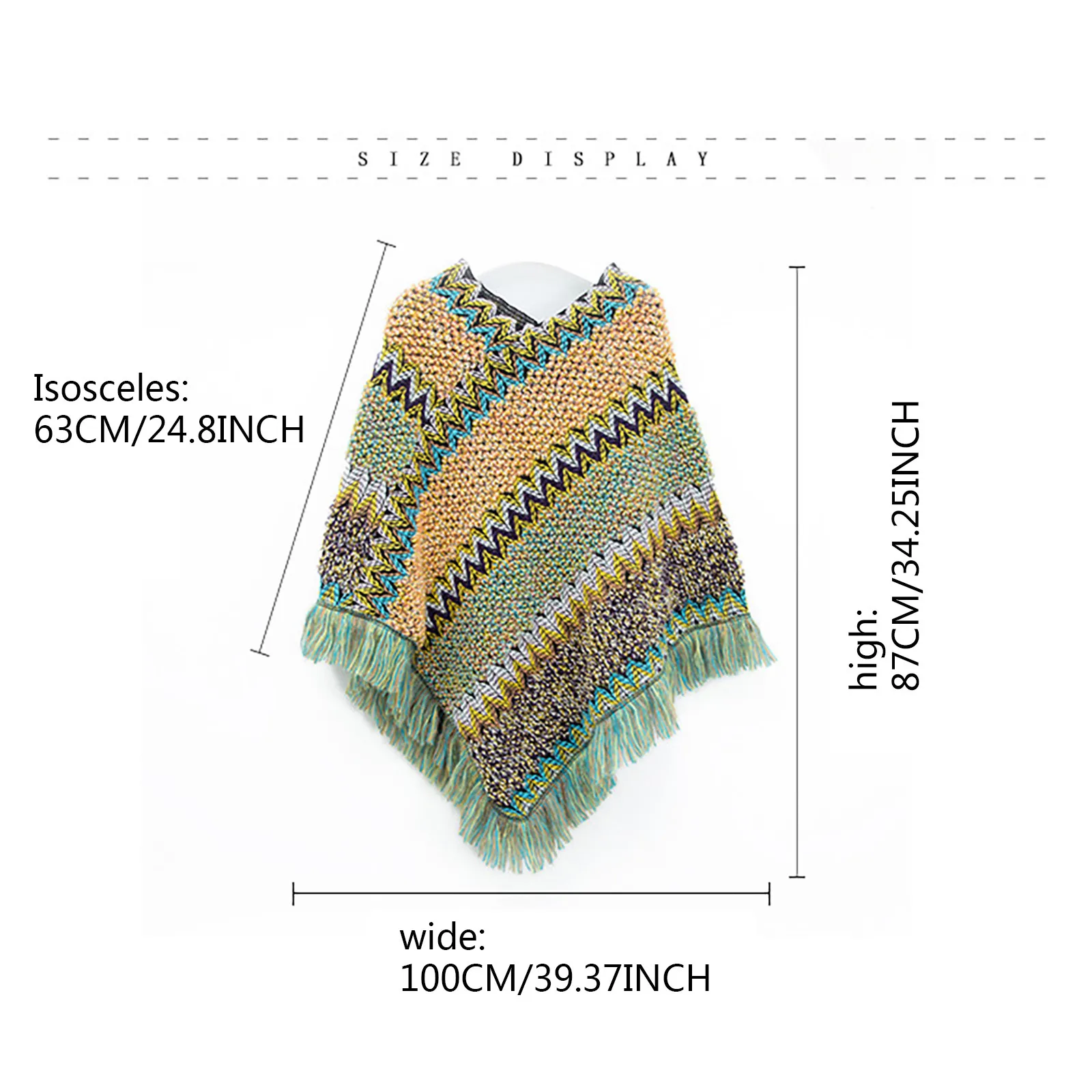 

Warm Soft Shawl Winter Scarf Stripes Scarf Ladies Ethnic Style Retro Sassel Head Cape Thick Color Striped Shawl Scarf#f30