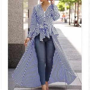 Новое асимметричное платье-рубашка в полоску, накидка для бикини, женское свободное платье-кимоно с длинным рукавом, пляжная одежда, повседневное пляжное платье