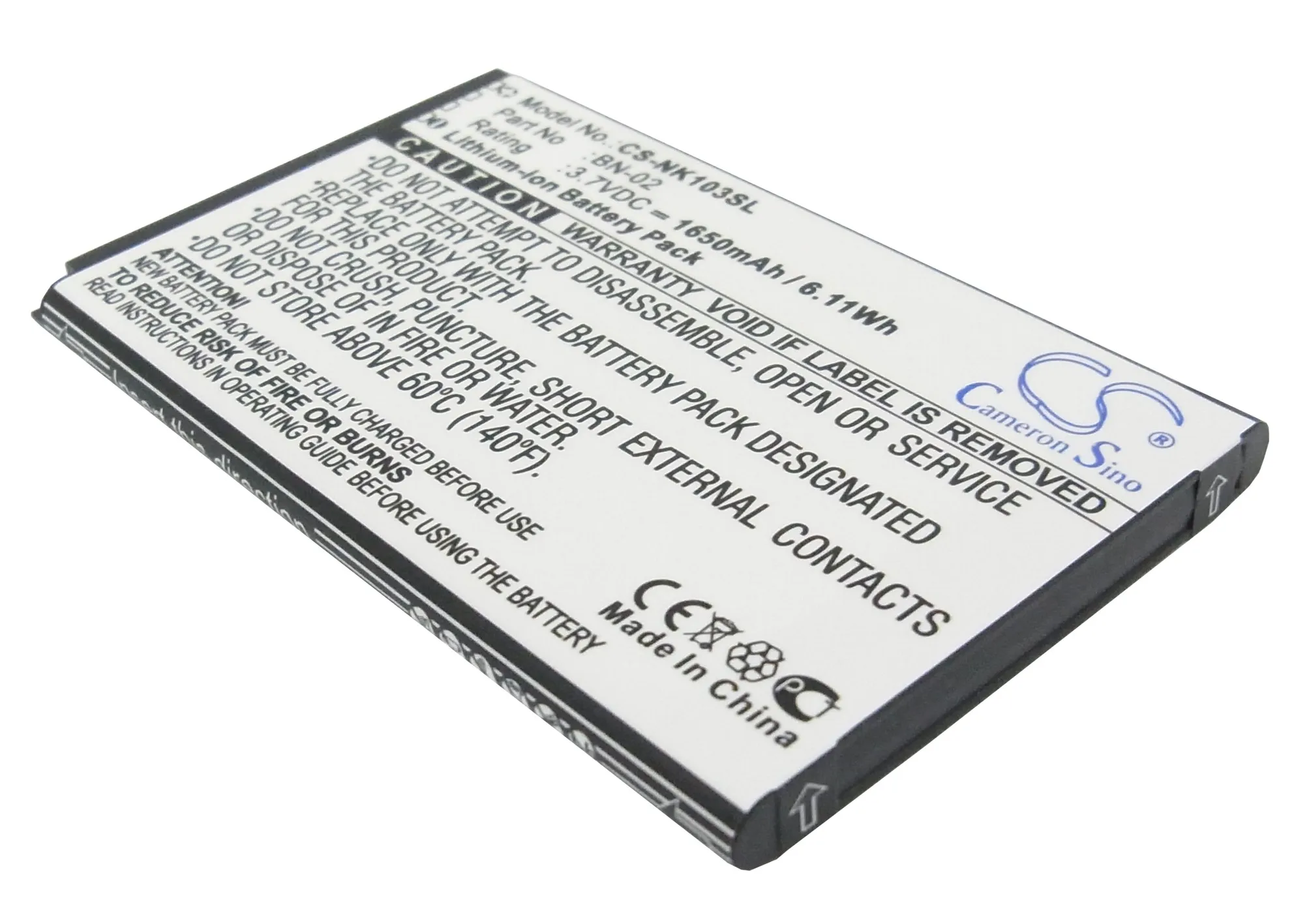 

CS 1650mAh / 6.11Wh battery for Nokia Nokia XL, RM-1030, RM-1042, XL Dual SIM BN-02