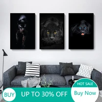 wtq animals black leopard panther meditation canvas painting picture for living room wall art decoration poster print home decor
