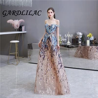 gardlilac 2020 off the shoulder shiny sequins evening dresses party gown a line long evening dresses formal gown
