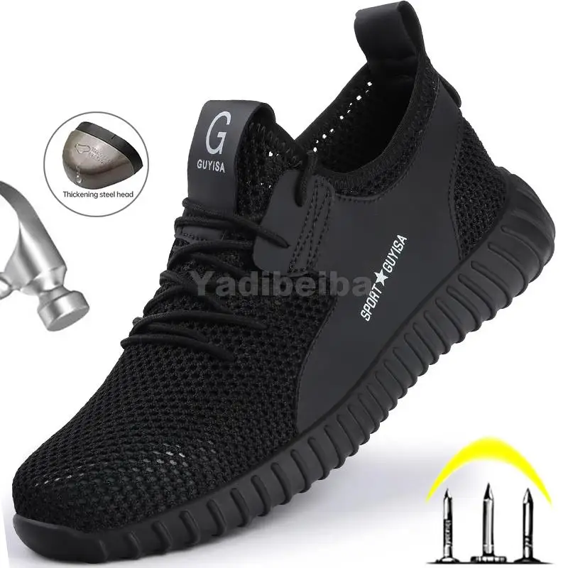

Breathable Mesh Work Safety Shoes Men Women Steel Toe Shoe Anti-Puncture Work Sneakers Indestructible Safety Work Boots Footwear