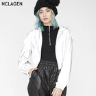 NCLAGEN 2020 осенние модные светоотражающие куртки-бомберы женские на молнии с капюшоном спортивная одежда ветрозащитные укороченные топы для девушек повседневные куртки