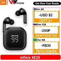 infinix xe25 global version tws true wireless bluetooth earphone 60ms low latency dual microphone calls 2000mah battery life