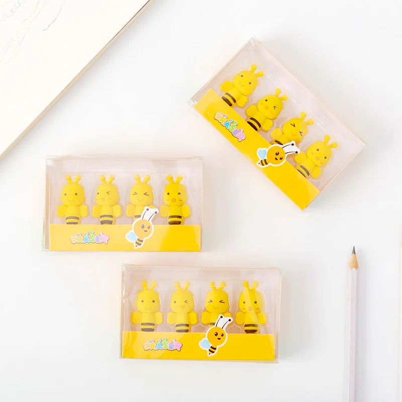 

Cute little bee eraser set student eraser set Four in a box