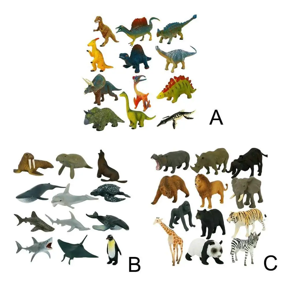 Juego de 12 unids/set de personajes de acci&oacute;n, modelo Zoo, Animal de simulaci&oacute;n de dibujos animados, juguete de colecci&oacute;n de pl&aacute;stico bonito-1