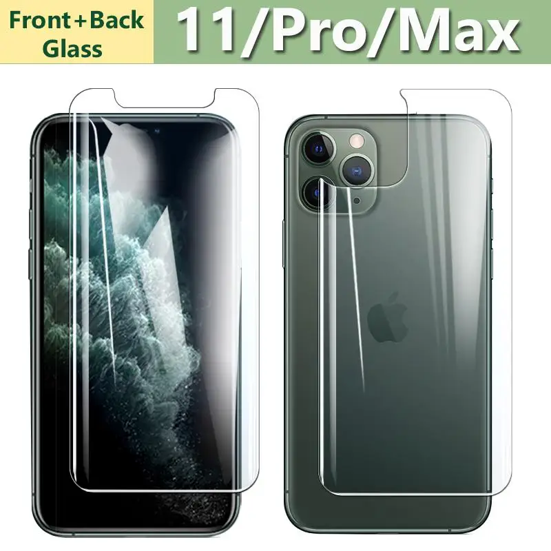 Переднее и заднее закаленное стекло для iPhone 11 Pro Max 8 7 6 6S Plus задняя защитная пленка