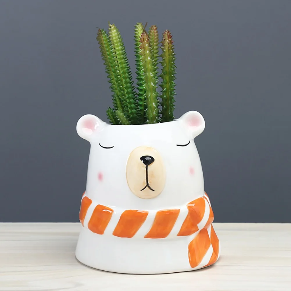 

Animal Flowerpot Succulent Flower Pots Creative Home Gardening Plants Potted Ceramic Planters Decor Ornament With Drainage Hole
