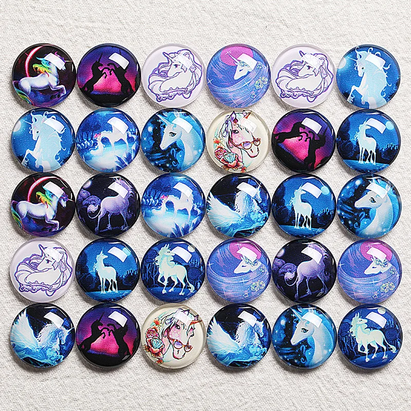 Круглые стеклянные кабошоны ручной работы с изображением лошади и единорога