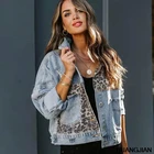 Осенне-зимняя женская новая джинсовая куртка с длинным рукавом, уличная трендовая куртка с леопардовой строчкой, перфорированная джинсовая куртка