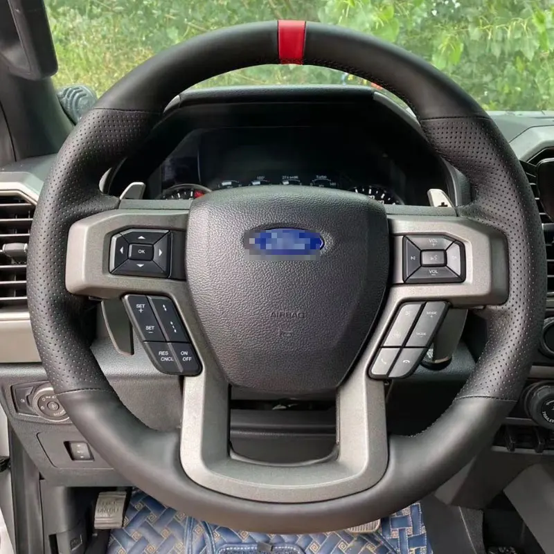 DIY чехол рулевого колеса автомобиля черная замша кожа для Ford F-150 F150 King ранчо Lariat