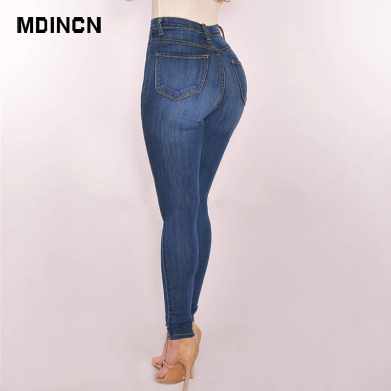Женские джинсы MDINCN размера плюс однотонная цветная джинсовая ткань сексуальные