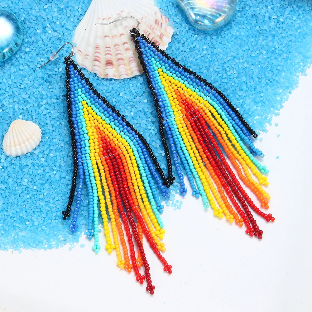 Женские богемные длинные кисточки ROYALBEIER акриловые серьги подвески в форме пера с