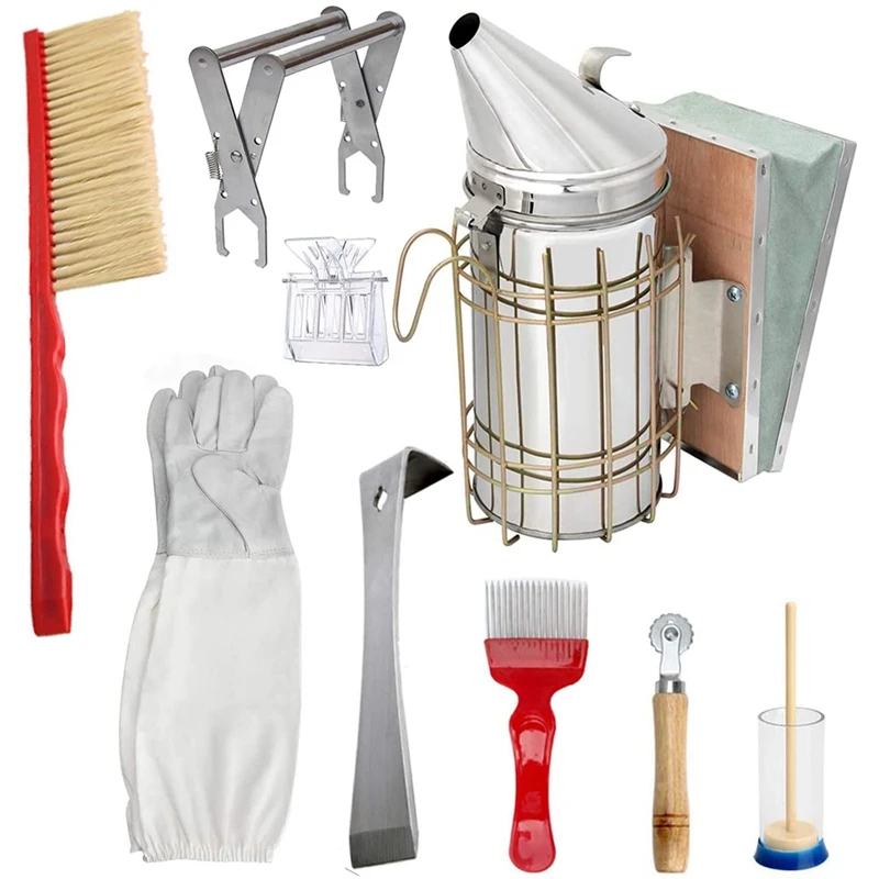 

Набор инструментов для пчеловодства, комплект из 9 предметов для начинающих курильщиков улей, с перчатками для пчеловодства