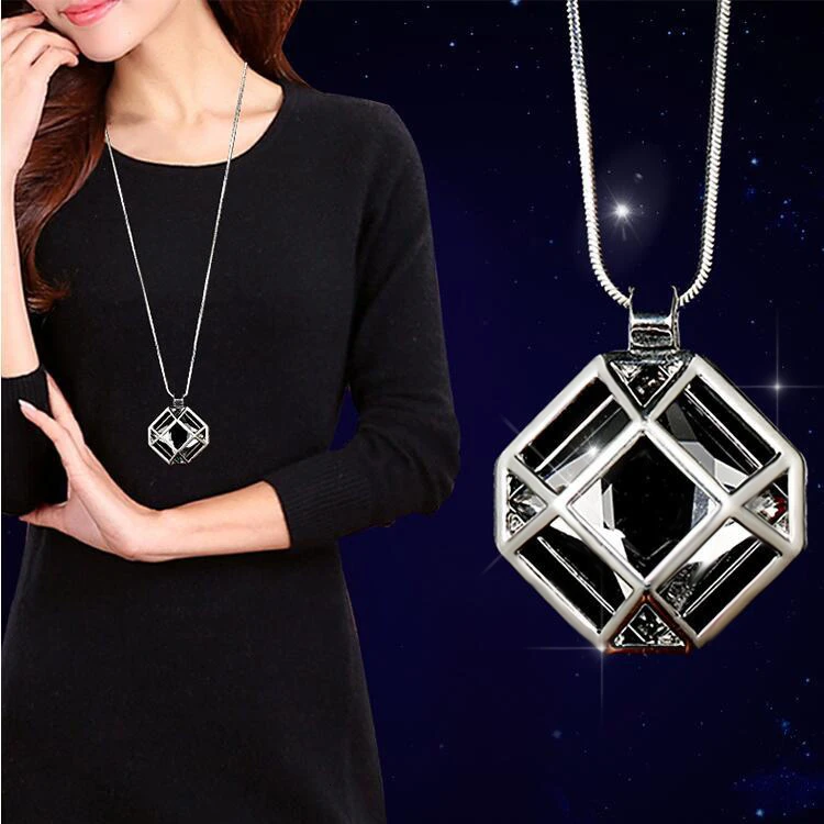 

Long Necklaces & Pendants Fashion Wedding Jewelry Punk Gold Silver Chain Geometric Crystal Necklace For Women Choker Kolye 2019