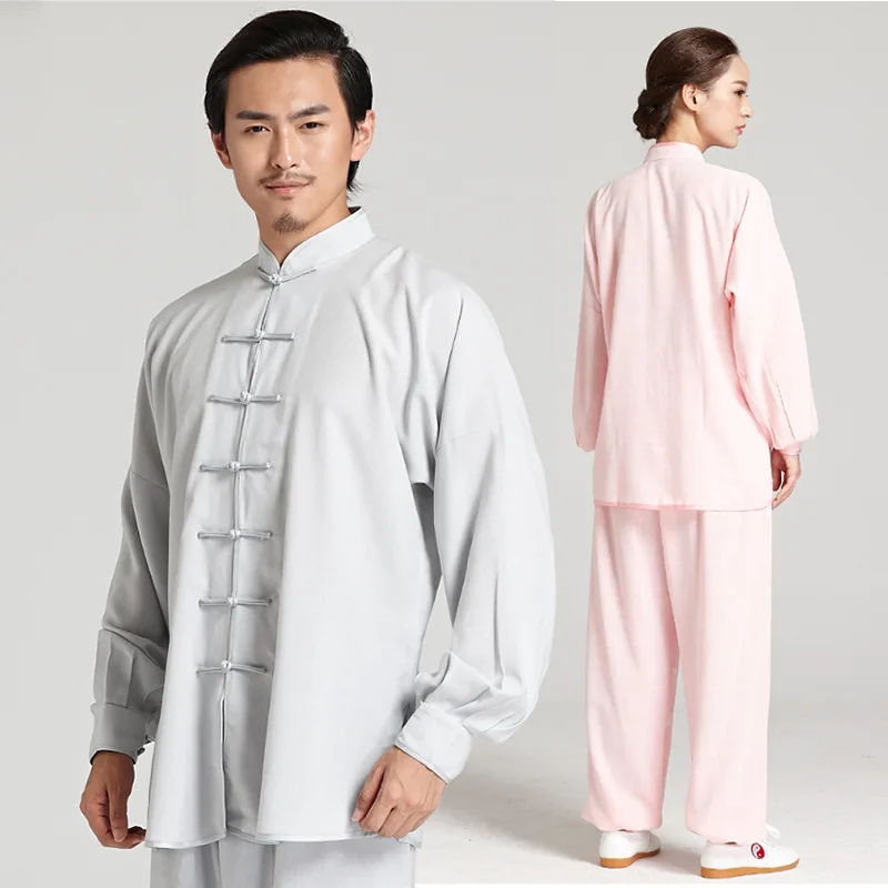 

Wu Nong Spring and Summer New Tai Chi Clothing Women's Linen Breathable Adult Martial Arts Clothing Solid color Morning Exercise