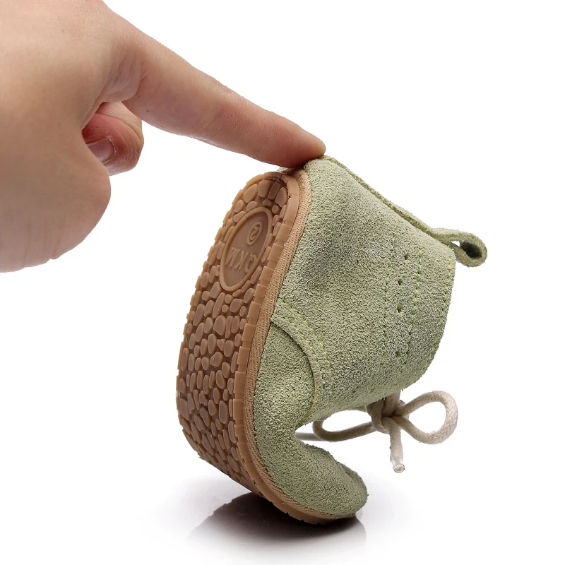 

Baby Girls Boys Leather Shoes Anti-slip Lace-up British Style Rubber Sole Casual First Walker Solid Prewalkers Infant Kid Shoes