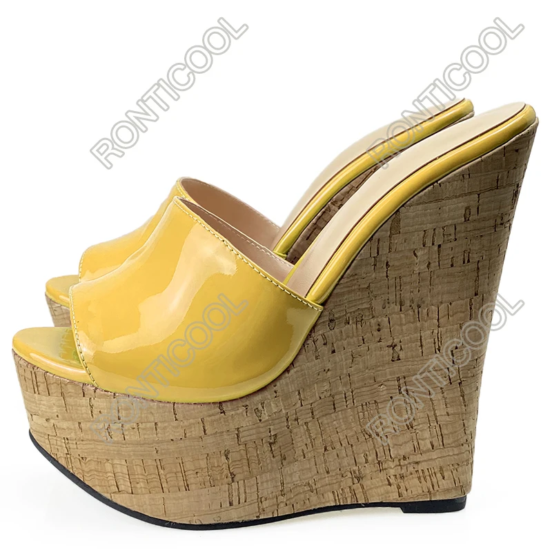 Босоножки женские Ronticool из лакированной кожи с открытым носком 10 цветов большие