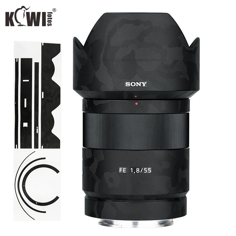 Protetora para Lente e Capuz de Lente Antiarranhões para Sony Lente e Partes da Pele Kiwi Película Proteção F1.8 za Sel55f18z Sombra Preto 3m Adesivo fe 55mm
