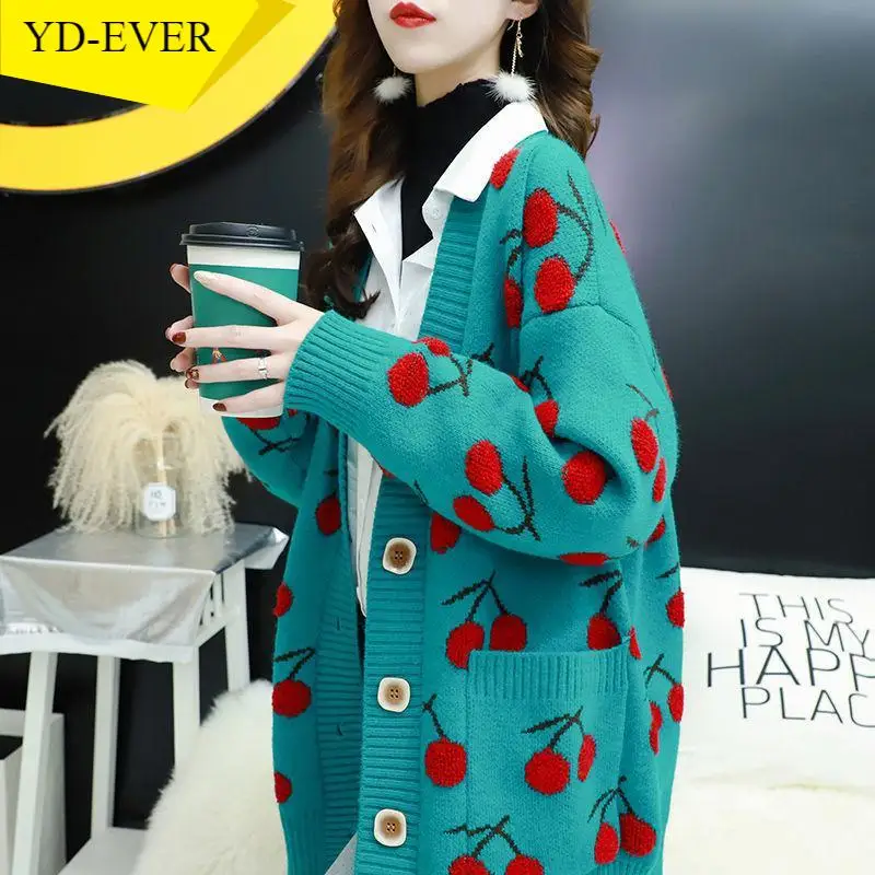 Женский свитер кардиган с рисунком трикотажные повседневные пальто 2020 осенние
