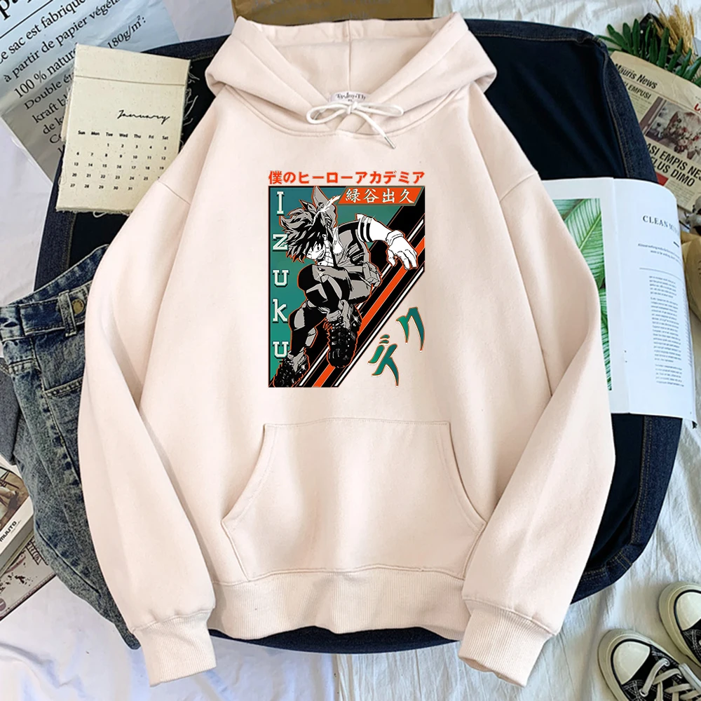 

Females Hoodie Anime My Hero Academia Midoriya Izuku Printing Sweatshirt Women O-Neck Sports Oversize Autumn Fleece Females Top