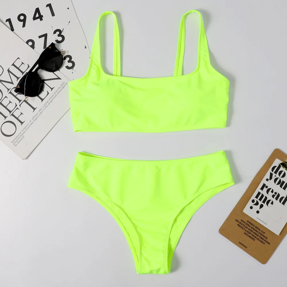 

Women's Swimwear 2021 New High Waist Bikini Black High Leg Bikinis Set Swimming Wear for Bathing Suit Woman Swimsuits