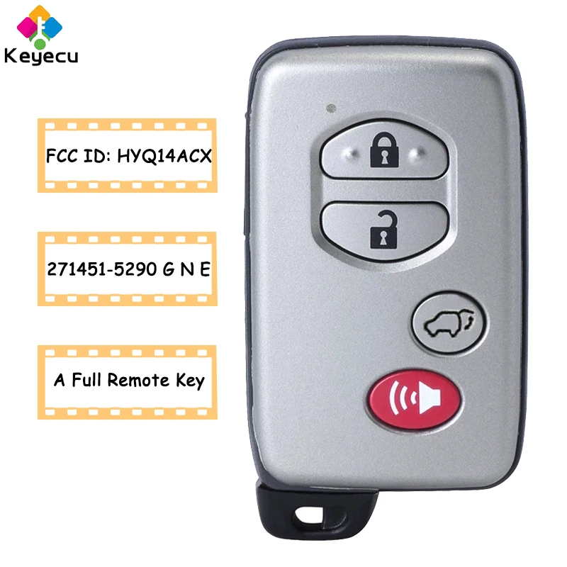 

KEYECU Smart Remote Car Key Fob 4 Buttons 271451-5290 for Toyota Venza 2009 2010 2011 2012 2013 2014 2015 2016 FCC ID: HYQ14ACX