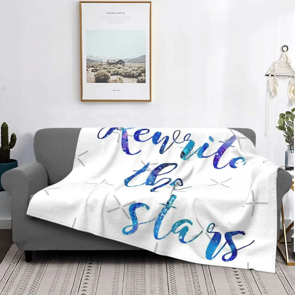 

Reescritura de las estrellas, manta azul, colcha, cubierta de cama a cuadros, manta doble, toalla de playa de lujo