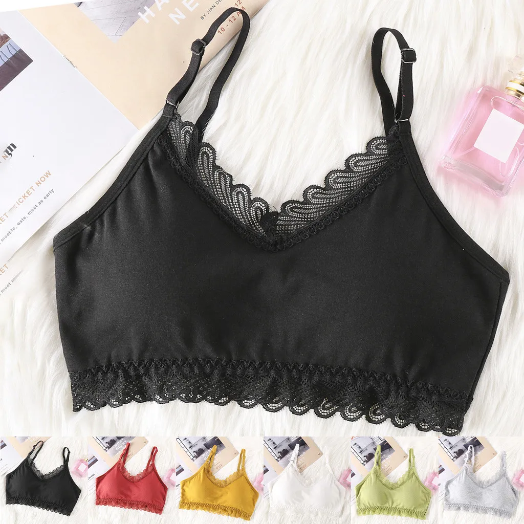 Женский бесшовный кружевной бюстгальтер с подкладкой для фитнеса однотонный