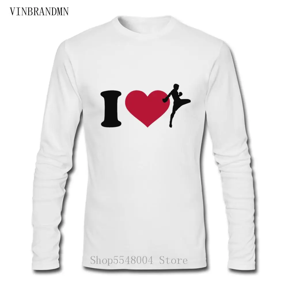 Каратэ 100% хлопок мужской кунг фу футболка с надписью I Love Муай Тай боевых искусств