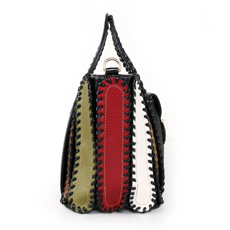 

Customized High End Quality Brown Bags Luxury Woman Purse Big Travel Totes Patchwork Muilti Color Shoulder Strap Handbags